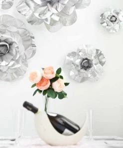 HIER_3400 Chargers & Centerpieces 4 Pack 16" Large Silver Real Touch Artificial Foam Craft Roses 19 HIER_3400 Chargers & Centerpieces 4 Pack 16