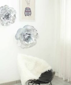 HIER_3400 Chargers & Centerpieces 4 Pack 16" Large Silver Real Touch Artificial Foam Craft Roses 21 HIER_3400 Chargers & Centerpieces 4 Pack 16