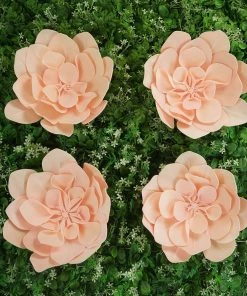 HIER_3400 Chargers & Centerpieces 4 Pack 12" Real Feel Foam Daisy Flowers - Rose Gold | Blush