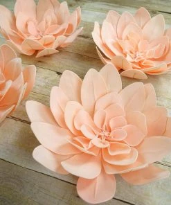 HIER_3400 Chargers & Centerpieces 4 Pack 16" Real Feel Foam Daisy Flowers - Rose Gold | Blush