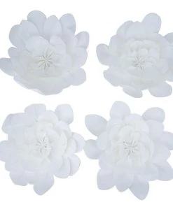 HIER_3400 4 Pack 16" White Real Feel Foam Daisy Flowers Chargers & Centerpieces 10 HIER_3400 4 Pack 16