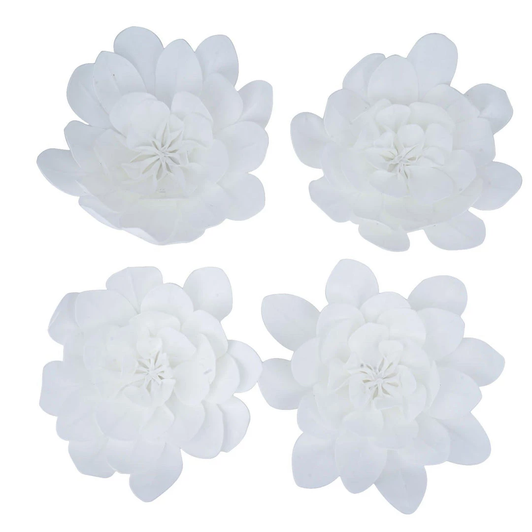 HIER_3400 4 Pack 16" White Real Feel Foam Daisy Flowers Chargers & Centerpieces 5 HIER_3400 4 Pack 16" White Real Feel Foam Daisy Flowers Chargers & Centerpieces