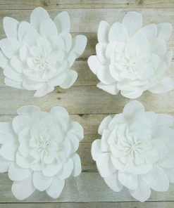 HIER_3400 4 Pack 16" White Real Feel Foam Daisy Flowers Chargers & Centerpieces