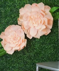 HIER_3400 Chargers & Centerpieces 2 Pack 24" Real Feel Foam Daisy Flowers - Rose Gold | Blush 7 HIER_3400 Chargers & Centerpieces 2 Pack 24