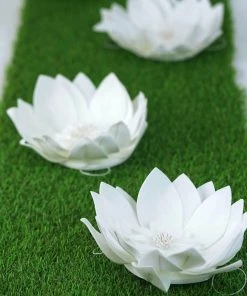 HIER_3400 6 Pack 8" White Real Feel Foam Dahlia Flowers Chargers & Centerpieces