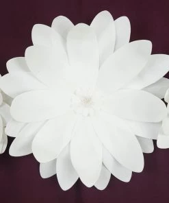 HIER_3400 2 Pack 20" White Real Feel Foam Dahlia Flowers Chargers & Centerpieces