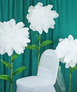 HIER_3400 2 Pack 24" White Real Feel Foam Dahlia Flowers Chargers & Centerpieces