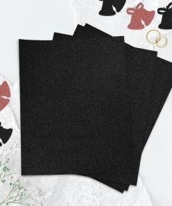 HIER_5170 10 Pack | 12"x10" Self-Adhesive Glitter DIY Craft Foam Sheets | Black Chargers & Centerpieces
