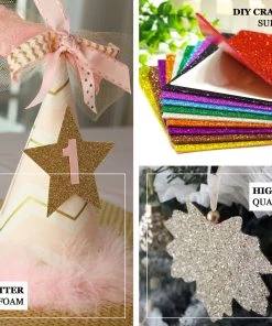 HIER_5170 10 Pack | 12"x10" Self-Adhesive Glitter DIY Craft Foam Sheets | Iridescent Chargers & Centerpieces 25 HIER_5170 10 Pack | 12