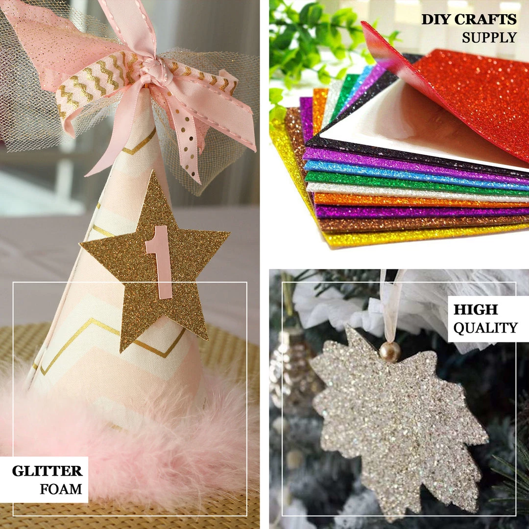 HIER_5170 10 Pack | 12"x10" Self-Adhesive Glitter DIY Craft Foam Sheets | Iridescent Chargers & Centerpieces 5 HIER_5170 10 Pack | 12"x10" Self-Adhesive Glitter DIY Craft Foam Sheets | Iridescent Chargers & Centerpieces