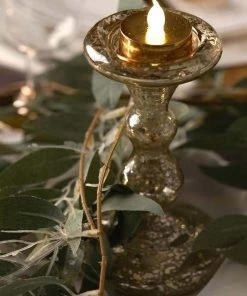 HIER_4320 Set Of 3 | Antique Gold Reversible Mercury Glass Candle Holders | Pillar Candle Holders | Candlestick - 5" | 6" | 8" Chargers & Centerpieces 19 HIER_4320 Set Of 3 | Antique Gold Reversible Mercury Glass Candle Holders | Pillar Candle Holders | Candlestick - 5