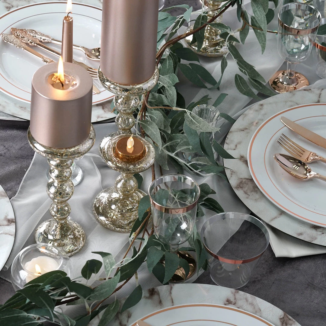 HIER_4320 Set Of 3 | Antique Gold Reversible Mercury Glass Candle Holders | Pillar Candle Holders | Candlestick - 5" | 6" | 8" Chargers & Centerpieces 5 HIER_4320 Set Of 3 | Antique Gold Reversible Mercury Glass Candle Holders | Pillar Candle Holders | Candlestick - 5" | 6" | 8" Chargers & Centerpieces