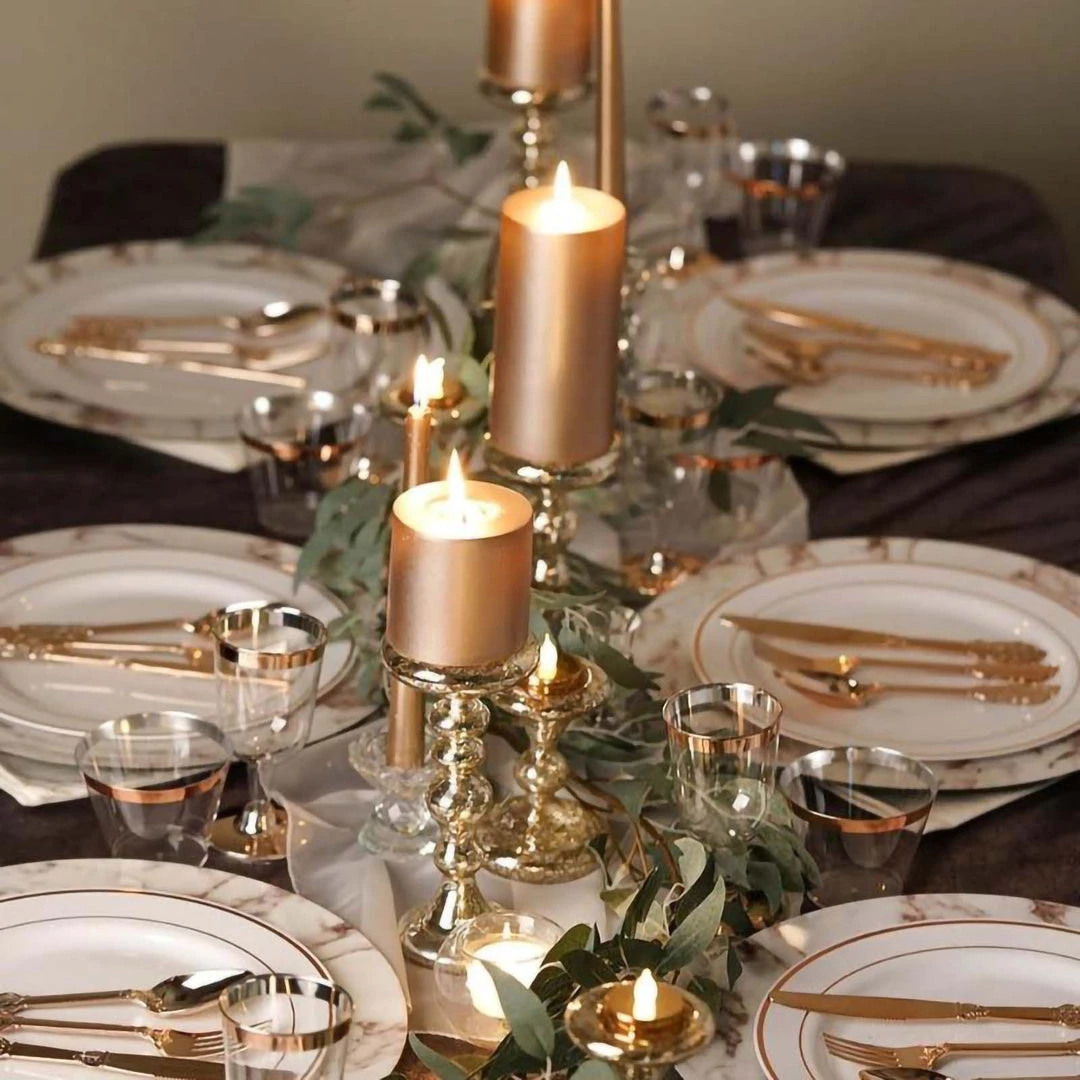 HIER_4320 Set Of 3 | Antique Gold Reversible Mercury Glass Candle Holders | Pillar Candle Holders | Candlestick - 5" | 6" | 8" Chargers & Centerpieces 8 HIER_4320 Set Of 3 | Antique Gold Reversible Mercury Glass Candle Holders | Pillar Candle Holders | Candlestick - 5" | 6" | 8" Chargers & Centerpieces