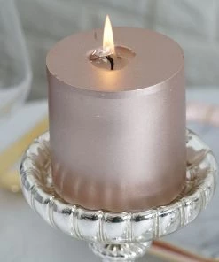 HIER_4320 Chargers & Centerpieces Set Of 3 | Mercury Glass Silver Pillar Candle Holders | Taper Candle Holders - 7