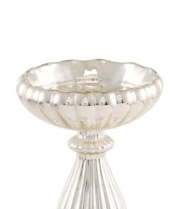 HIER_4320 Chargers & Centerpieces Set Of 3 | Mercury Glass Silver Pillar Candle Holders | Taper Candle Holders - 7