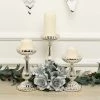 HIER_4320 Chargers & Centerpieces Set Of 3 | Mercury Glass Silver Pillar Candle Holders | Taper Candle Holders - 7" | 8" | 10"