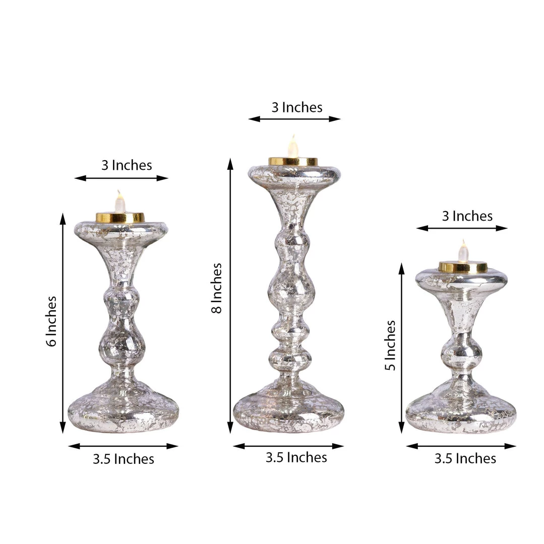 HIER_4320 Set Of 3 | Antique Gold Reversible Mercury Glass Candle Holders | Pillar Candle Holders | Candlestick - 5" | 6" | 8" Chargers & Centerpieces 3 HIER_4320 Set Of 3 | Antique Gold Reversible Mercury Glass Candle Holders | Pillar Candle Holders | Candlestick - 5" | 6" | 8" Chargers & Centerpieces