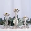 HIER_4320 Set Of 3 | Antique Gold Reversible Mercury Glass Candle Holders | Pillar Candle Holders | Candlestick - 5" | 6" | 8" Chargers & Centerpieces