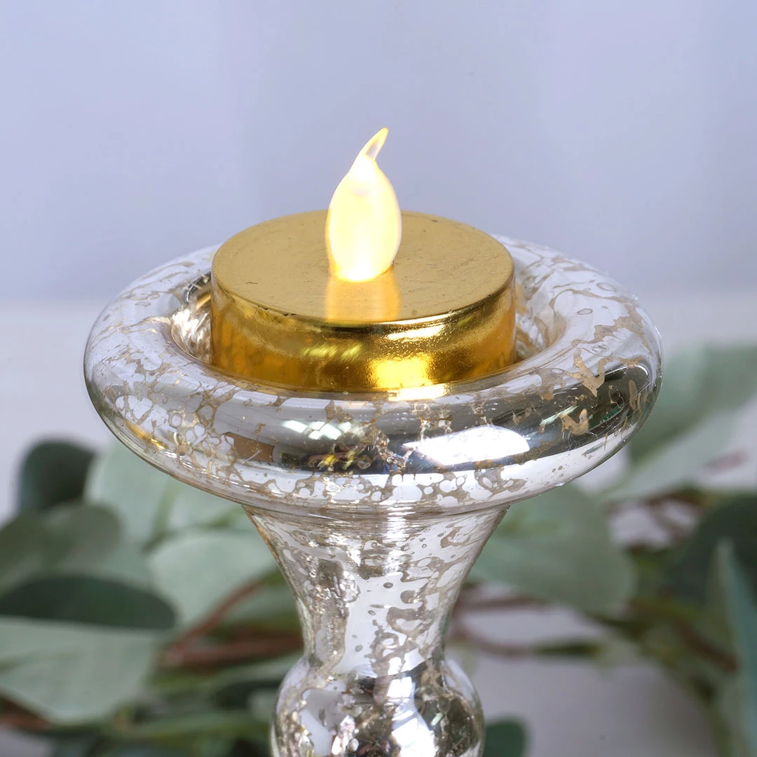 HIER_4320 Set Of 3 | Antique Gold Reversible Mercury Glass Candle Holders | Pillar Candle Holders | Candlestick - 5" | 6" | 8" Chargers & Centerpieces 4 HIER_4320 Set Of 3 | Antique Gold Reversible Mercury Glass Candle Holders | Pillar Candle Holders | Candlestick - 5" | 6" | 8" Chargers & Centerpieces