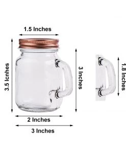 HIER_5320 4 Pack | 4oz Clear Glass Mason Jars With Rose Gold Lid Candle Jars