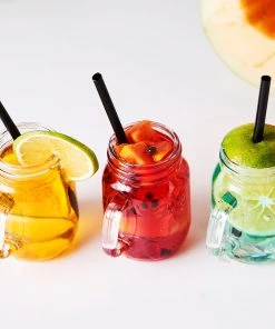 HIER_5320 4 Pack | 4oz Clear Glass Mason Jars With Rose Gold Lid Candle Jars