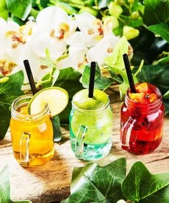 HIER_5320 4 Pack | 4oz Clear Glass Mason Jars With Rose Gold Lid Candle Jars