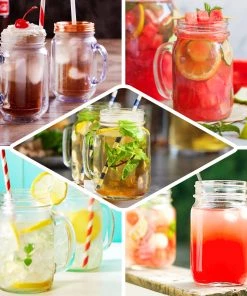 HIER_5320 4 Pack | 4oz Clear Glass Mason Jars With Rose Gold Lid Candle Jars