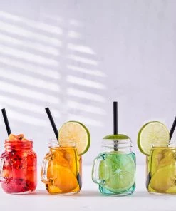 HIER_5320 4 Pack | 4oz Clear Glass Mason Jars With Rose Gold Lid Candle Jars