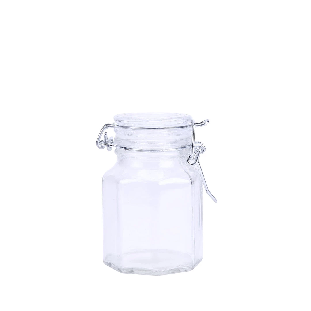 HIER_5200 12 Pack 4 Oz Clear Hexagon Glass Jars Chargers & Centerpieces 11 HIER_5200 12 Pack 4 Oz Clear Hexagon Glass Jars Chargers & Centerpieces