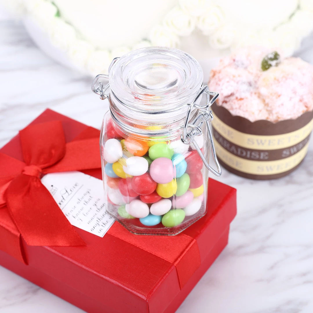 HIER_5200 12 Pack 4 Oz Clear Hexagon Glass Jars Chargers & Centerpieces 2 HIER_5200 12 Pack 4 Oz Clear Hexagon Glass Jars Chargers & Centerpieces