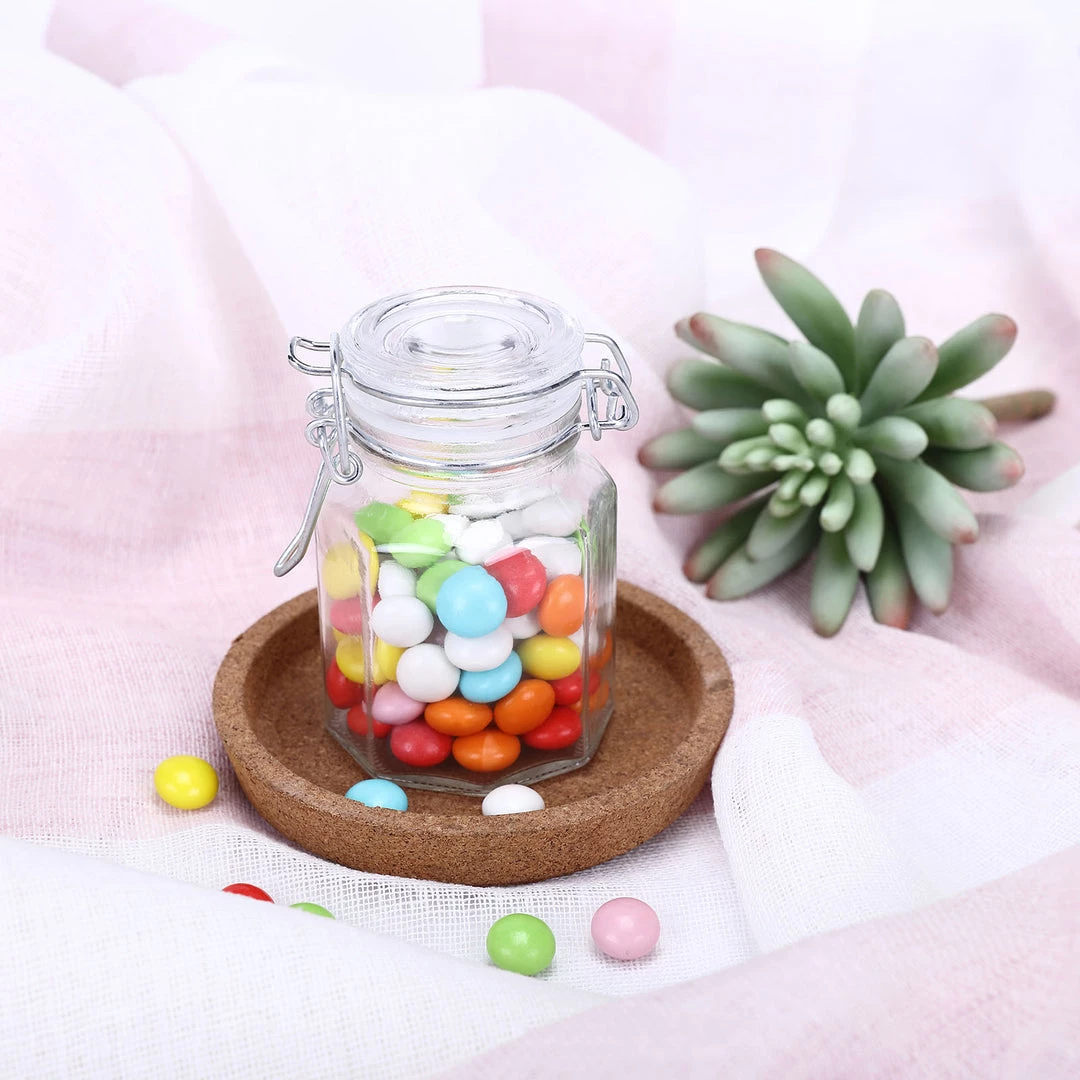 HIER_5200 12 Pack 4 Oz Clear Hexagon Glass Jars Chargers & Centerpieces 9 HIER_5200 12 Pack 4 Oz Clear Hexagon Glass Jars Chargers & Centerpieces