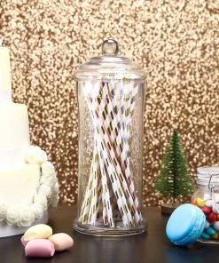 HIER_4610 Set Of 3 Apothecary Glass Candy Jars With Lids - 7