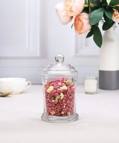 HIER_4610 Set Of 3 Apothecary Glass Candy Jars With Lids - 7