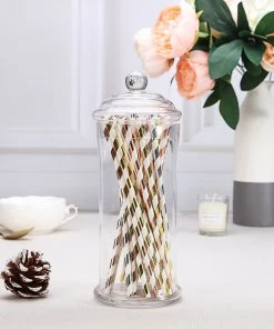 HIER_4610 Set Of 3 Apothecary Glass Candy Jars With Lids - 7