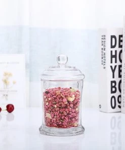 HIER_4610 Set Of 3 Apothecary Glass Candy Jars With Lids - 7