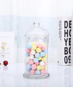 HIER_4610 Set Of 3 Apothecary Glass Candy Jars With Lids - 7