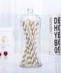 HIER_4610 Set Of 3 Apothecary Glass Candy Jars With Lids - 7