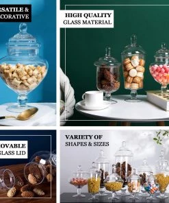 HIER_4610 Set Of 3 Apothecary Glass Candy Jars With Lids - 7