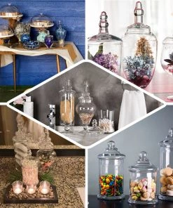 HIER_4610 Set Of 3 Apothecary Glass Candy Jars With Lids - 7