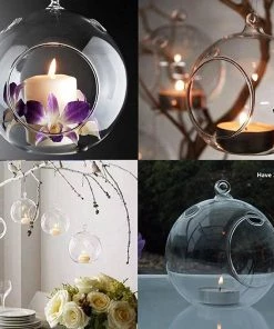 HIER_5200 Set Of 4 | 7" Air Plant Glass Terrarium Globe Hanging Plant Holders 25 HIER_5200 Set Of 4 | 7