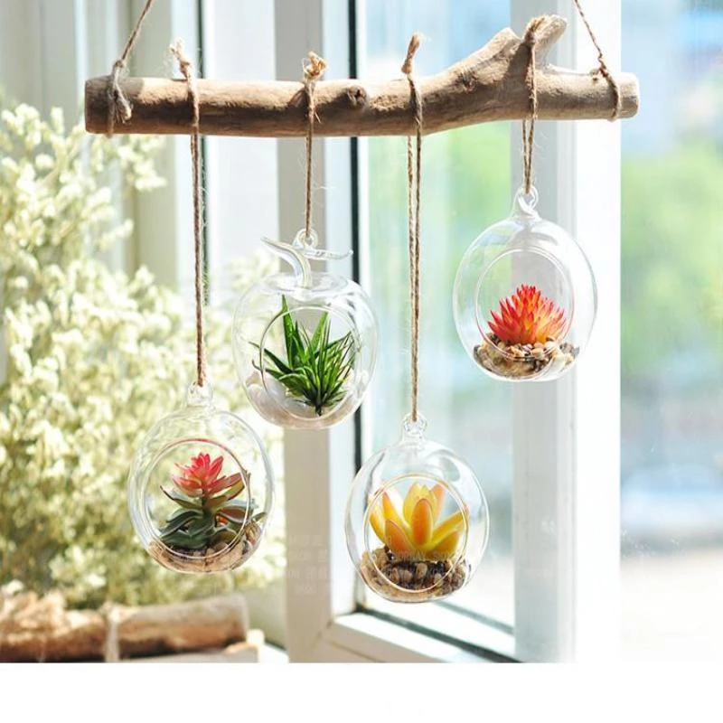 HIER_5200 Set Of 4 | 7" Air Plant Glass Terrarium Globe Hanging Plant Holders 14 HIER_5200 Set Of 4 | 7" Air Plant Glass Terrarium Globe Hanging Plant Holders