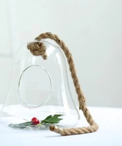 HIER_3300 Chargers & Centerpieces 9" Bell Hanging Glass Terrarium With Rope | Hanging Succulent Planter 22 HIER_3300 Chargers & Centerpieces 9