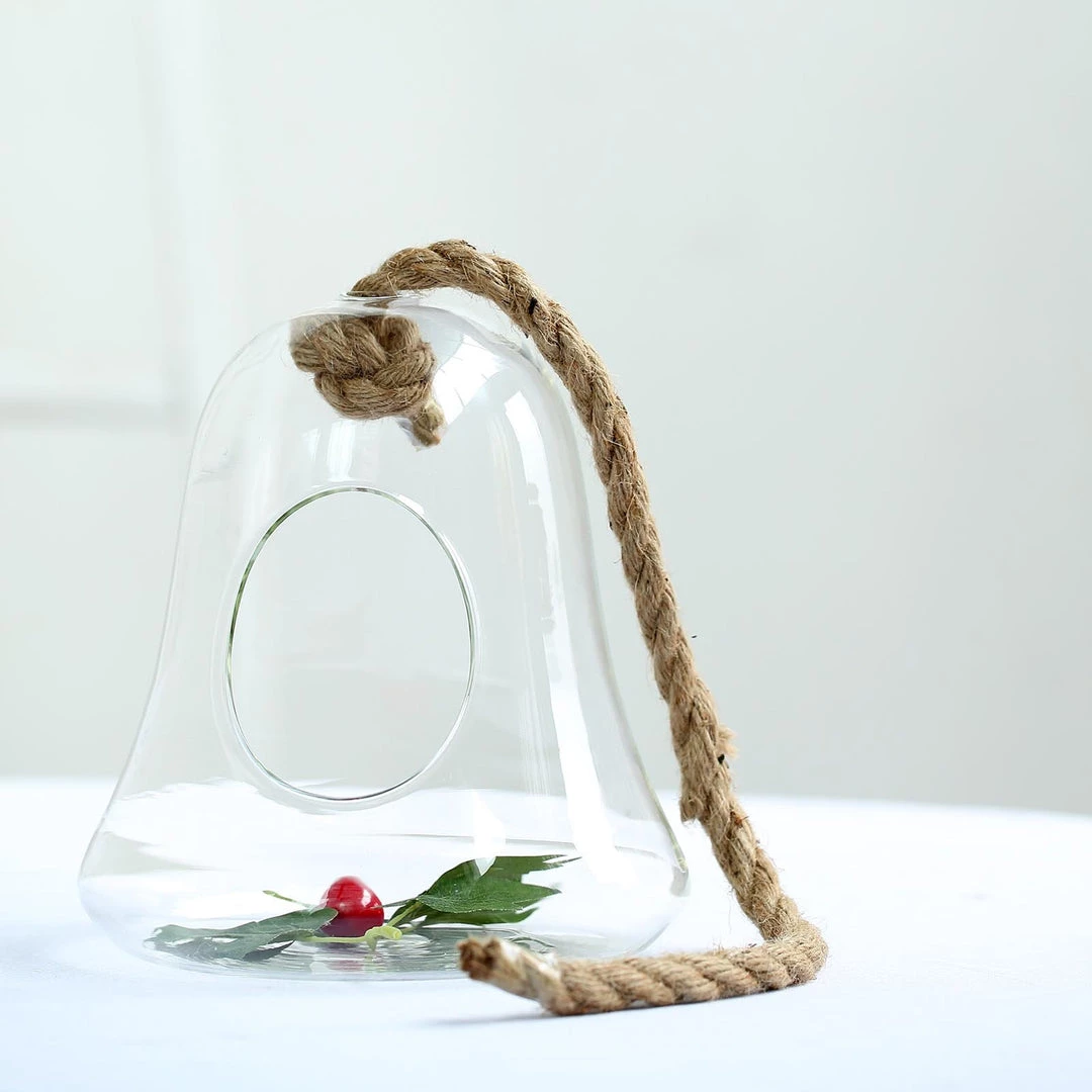 HIER_3300 Chargers & Centerpieces 9" Bell Hanging Glass Terrarium With Rope | Hanging Succulent Planter 9 HIER_3300 Chargers & Centerpieces 9" Bell Hanging Glass Terrarium With Rope | Hanging Succulent Planter