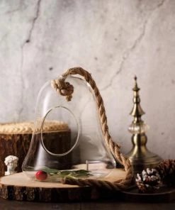 HIER_3300 Chargers & Centerpieces 9" Bell Hanging Glass Terrarium With Rope | Hanging Succulent Planter 20 HIER_3300 Chargers & Centerpieces 9