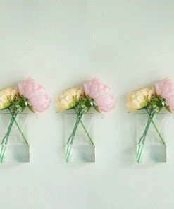 HIER_3400 3 Pack | Trapezoid Glass Wall Vase | Indoor Wall Mounted Planters | Hanging Terrariums