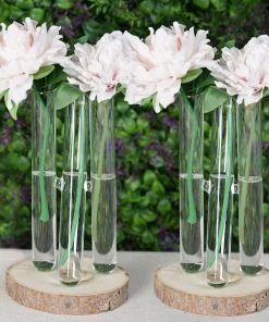 HIER_4810 Set Of 2 - 3 PCS Clear Glass Conjoined Test Tube Flower Vase Plant Decoration