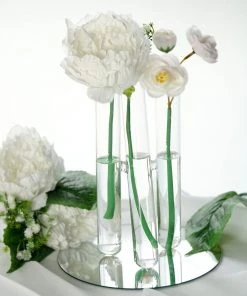 HIER_4810 Set Of 2 - 3 PCS Clear Glass Conjoined Test Tube Flower Vase Plant Decoration