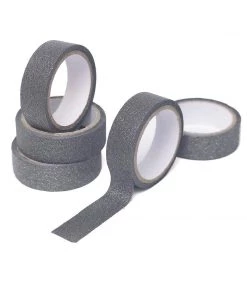 HIER_5170 5 Pack | 5 Yards Charcoal Gray Washi Glitter Tape | Self Adhesive Craft Decorative Tape