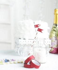 HIER_5170 Chargers & Centerpieces 5 Pack | 5 Yards Burgundy Washi Glitter Tape | Self Adhesive Craft Decorative Tape