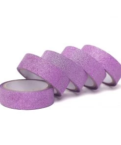 HIER_5170 5 Pack | 5 Yards Purple Washi Glitter Tape | Self Adhesive Craft Decorative Tape Chargers & Centerpieces